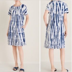 Chico's Navy and White Tie-Dye Midi Dress